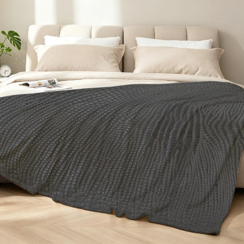 Jeté en molleton noir ultra doux en flanelle, peau d'os de crocodile d'un seul côté, Jeté 30 po x 40 po