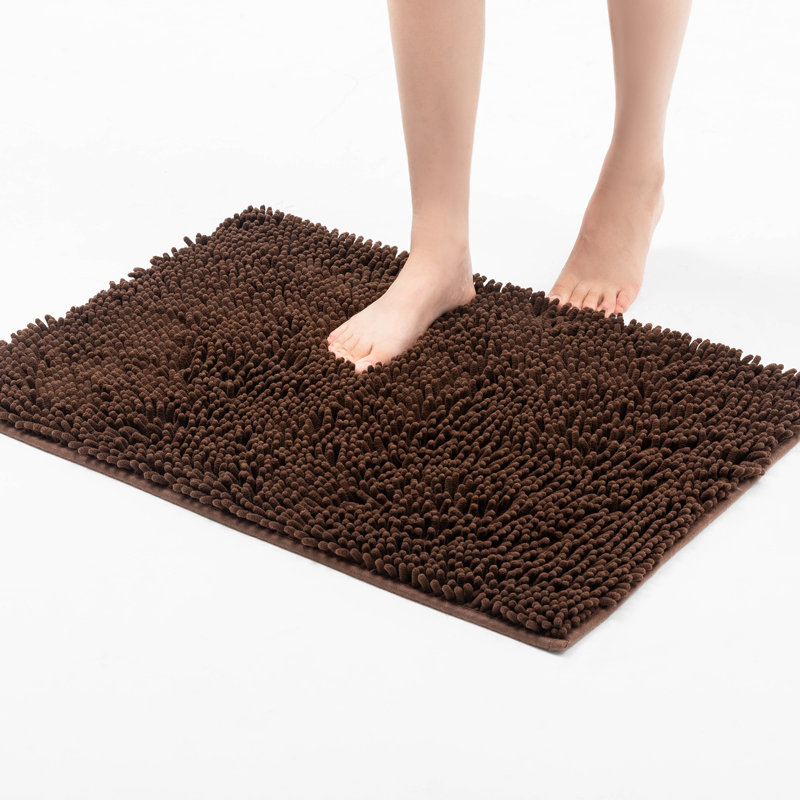 Thomesha Chenille Bath Rug, Black, 19.5" W x 29.7" L