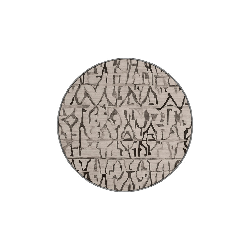 Machine Washable Gray Area Rug, Round 6'