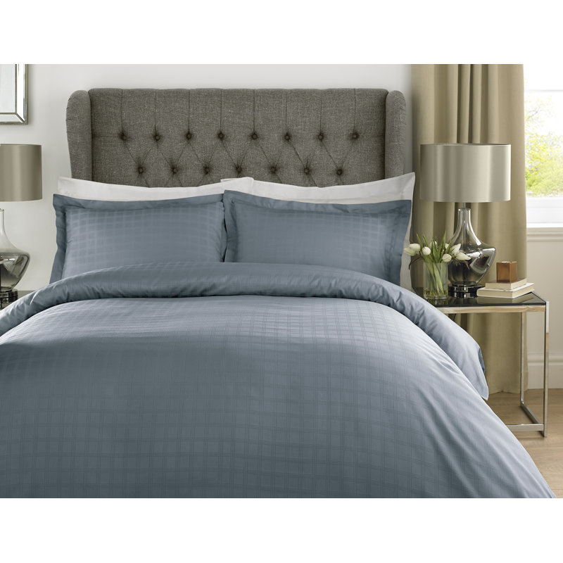 Honey-Mae Satin Duvet Cover with Pillowcases Included, Smoky Blue, Super King - 2 Standard Pillowcases
