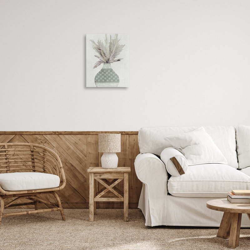  «Boho Wheat in Vase», art mural sur toile par Susan Jill, H 20 po x l 16 po