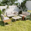 Outdoor Lounge Set 4–5 People Rattan Sofa Set With Full Cushions