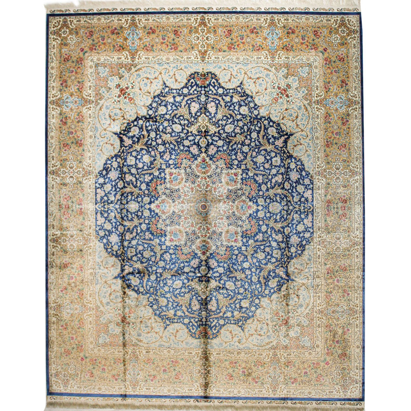 Tapis turc bleu clair et brun 8 x 10