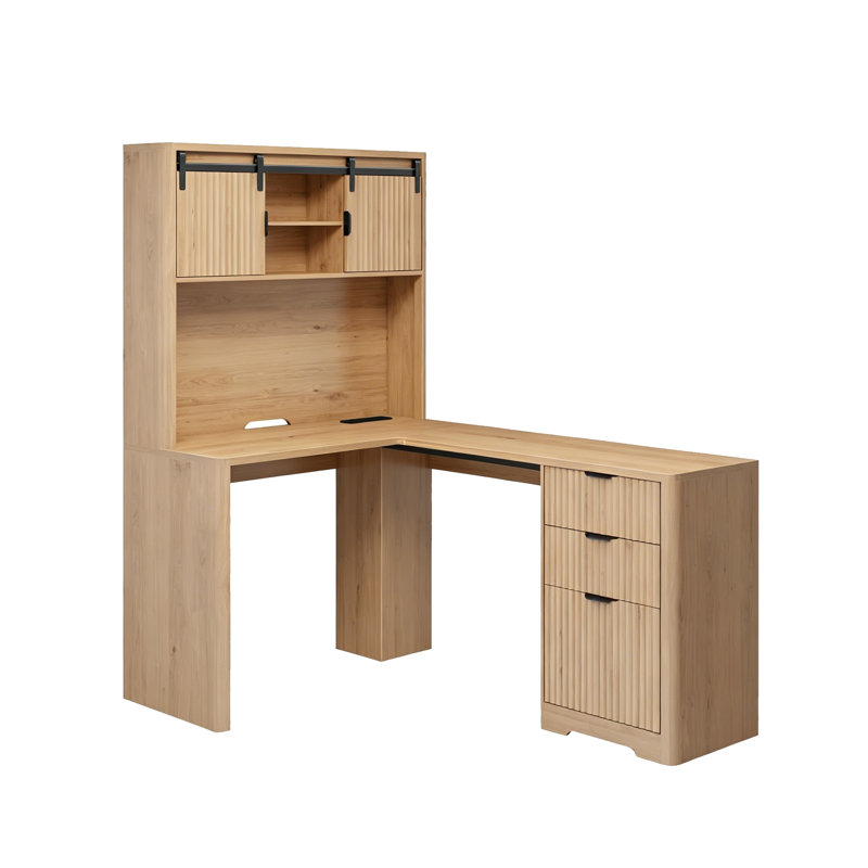 Bureau en L 68 po avec rehausse Farmhouse