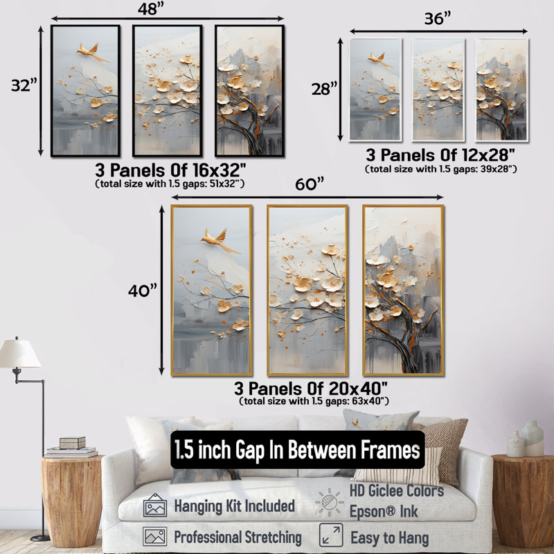 Ensemble de décorations murales formes abstraites japonaises au Japon et beige, H 32 po x l 48 po x P 1 po