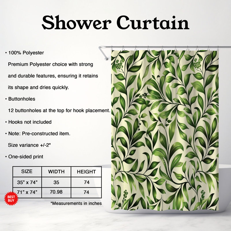 Spring Flora - Rideau de douche Premium, H 74 po x l 71 po