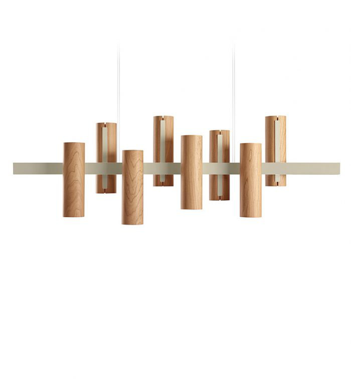 Black Note 8 - Light LED Pendant, Natural Cherry, Matte Black, 2700K Bulb Temperature