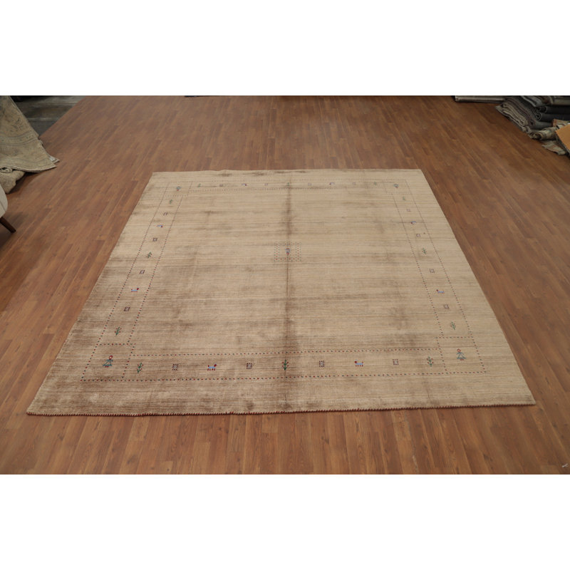 Tapis carré en laine fabriqué à la main de style Gabbeh 9 x 9