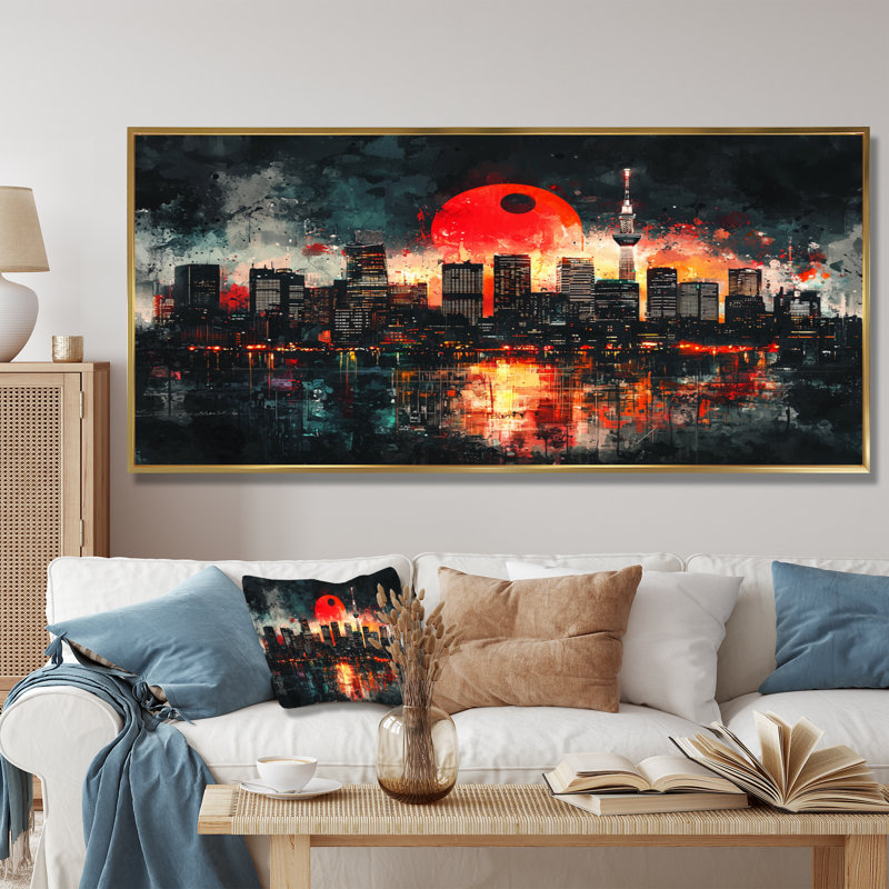 Jabrill - Landscapes Large Wall Art, 28" H x 60" W, Cadre flottant, Gold
