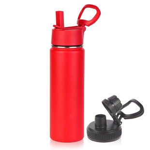 20oz Insulated Stainless Steel Water Bottle with Straw Lid, Kids Wide Mouth Double Wall Vacuum Cups with Handle, Reusable Outdoor Sports Metal Bottles