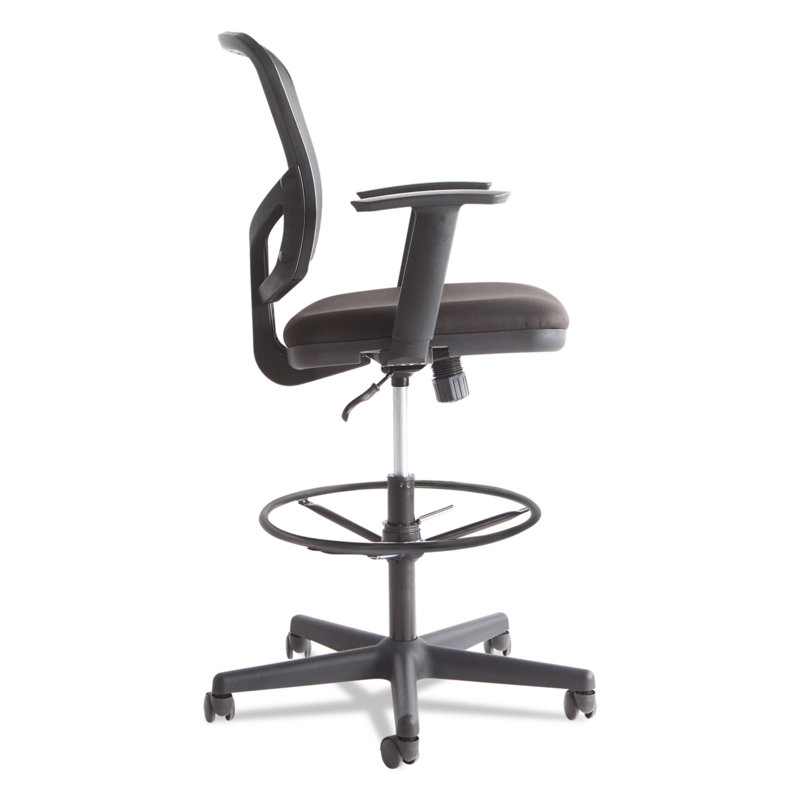 Black Mesh Adjustable Task Stool with Footrest