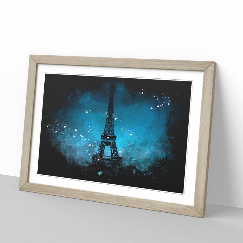 Eiffel Tower Vol.9 Paint Splash - Picture Frame Graphic Art, Oak, 27cm H x 36cm W x 2cm D