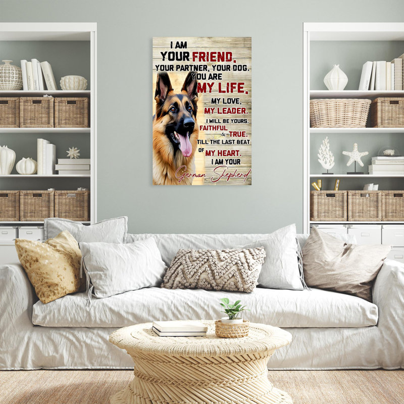 «I Am Your German Shepherd» - 1 pièce rectangulaire «I Am Your German Shepherd», reproduction d'art graphique sur toile tendue sur toile tendue
