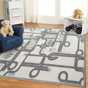 Callimont Country Road Kids Playroom Nursery Washable Indoor Area Rug 