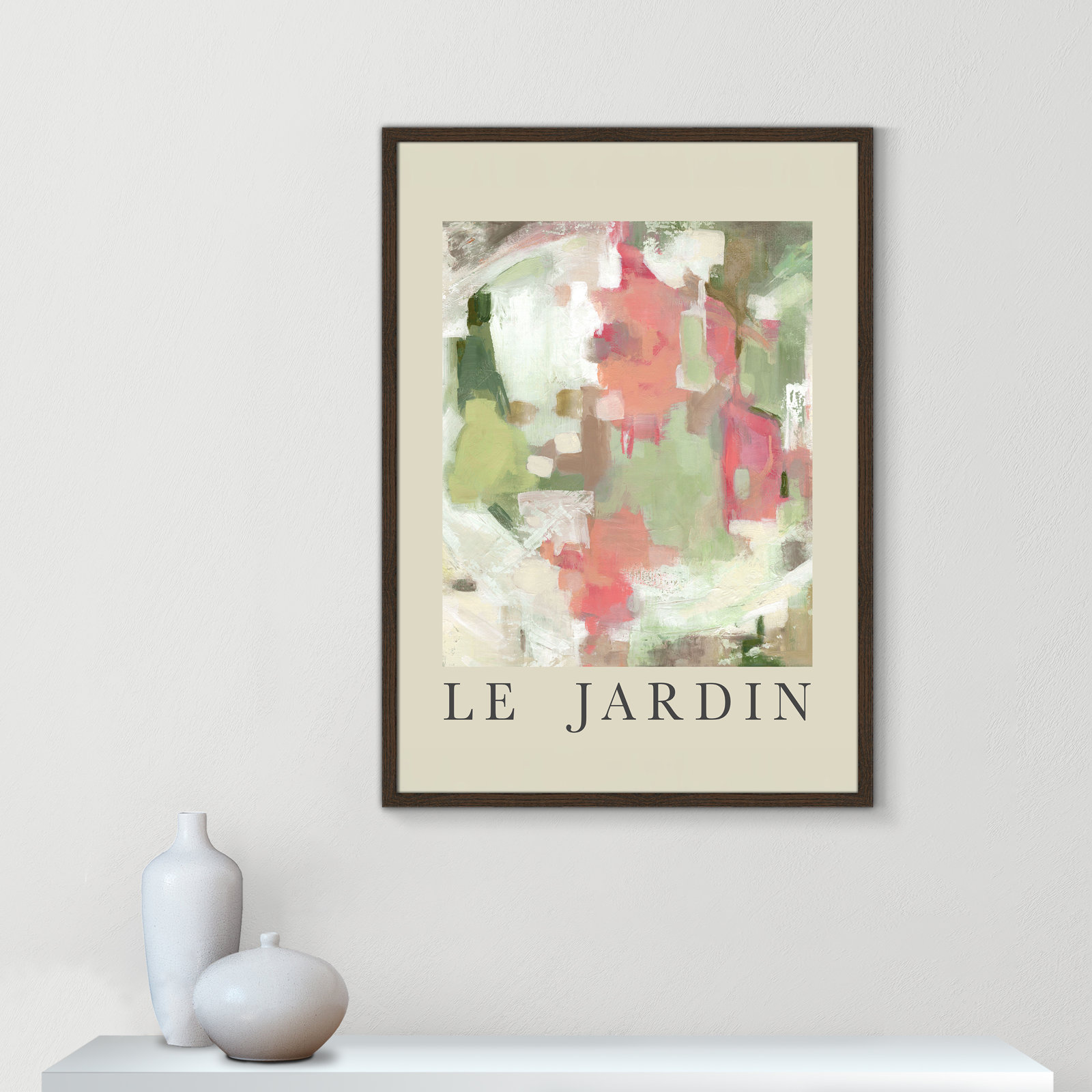 Riya "Le Jardin" Print by Carol Robinson, Walnut Single Picture Frame, No, 35.5" H x 25.5" W x 0.75" D