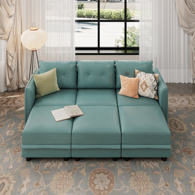Zendajas 85'' Upholstered Sleeper Sofa, Teal Green Polyester Blend
