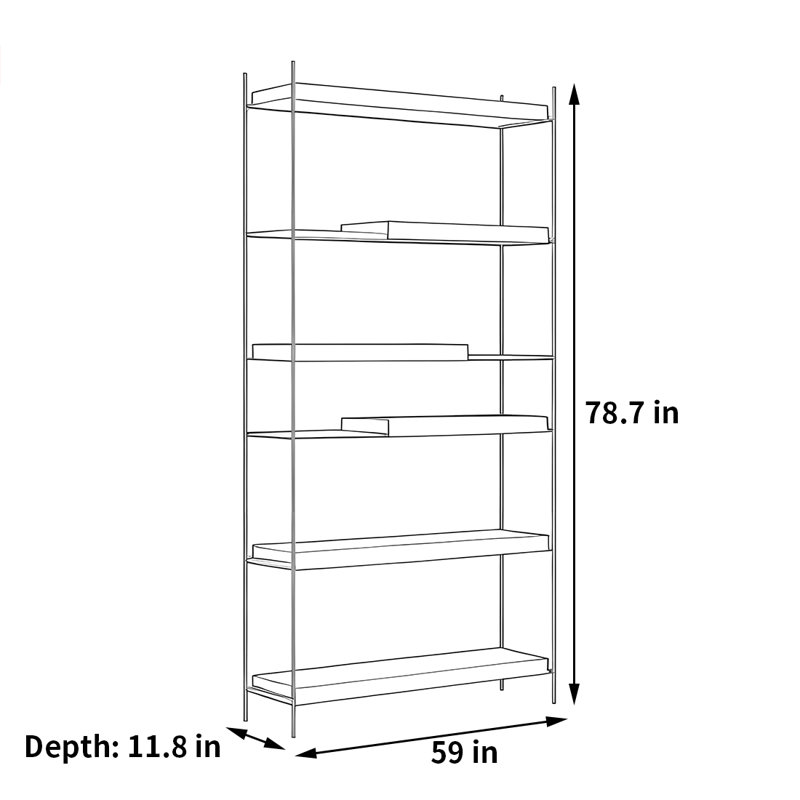 Une bibliothèque pratique pour le rangement, (6 tablettes) H 78,7 po x l 59 po x P 11,8 po