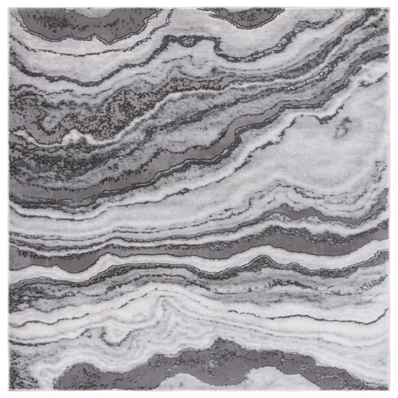 Quiln Performance Abstract Rug, Square 6'7"