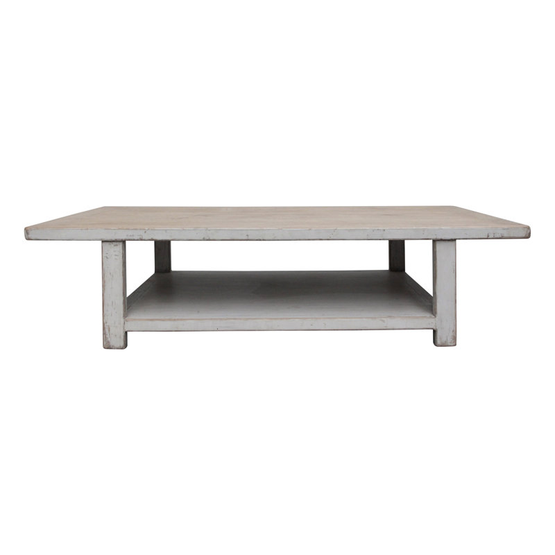 Solid Wood Coffee Table, 17" H x 67" L x 43" W, Off White