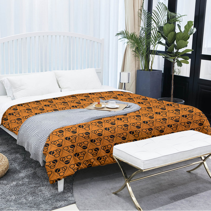 Polyester Comforter, Twin Comforter, Orange/Black