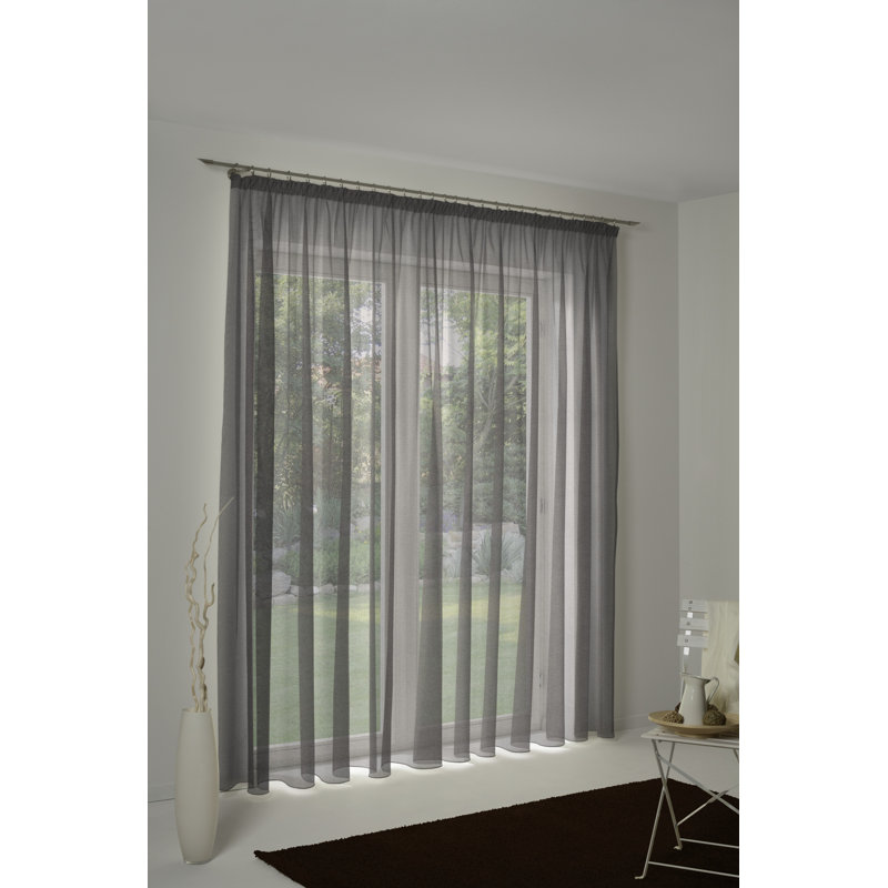 Peck Slot Top Semi Sheer Single Curtain, Brown