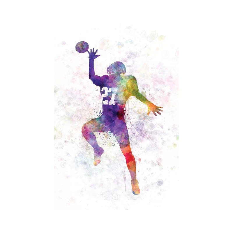 American Football Player Catching Receiving I 1 Piece Wrapped Canvas Wall Art, 66.04 cm H x 45.72 cm W