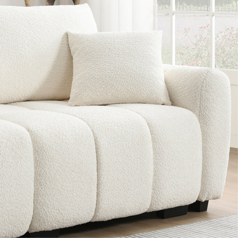 110" Modular Sectional Sofa, L Shape With Extra-Large Seat, Pull-Line Design, Movable Ottoman, High Density Foam, Free Combination, Sturdy Metal & Wood Frame, Boucle Fabric