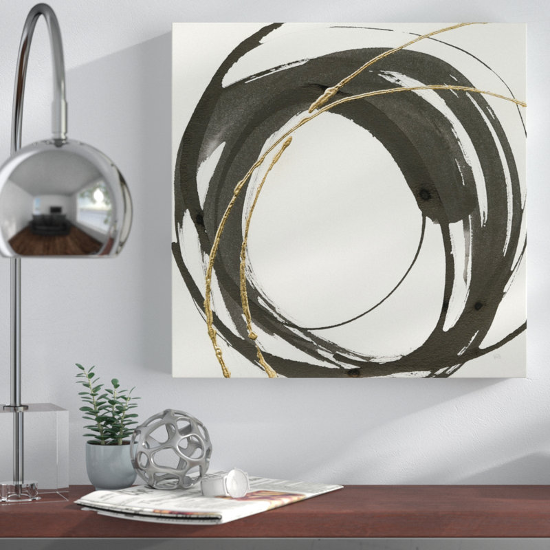 « gilded enso iv », reproduction de peinture à l’acrylique sur toile tendue, H 14 po x l 14 po