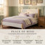 Lit tapissier scandinave capitonné avec cadre en bois massif, grand, lin beige-675234331-675234333