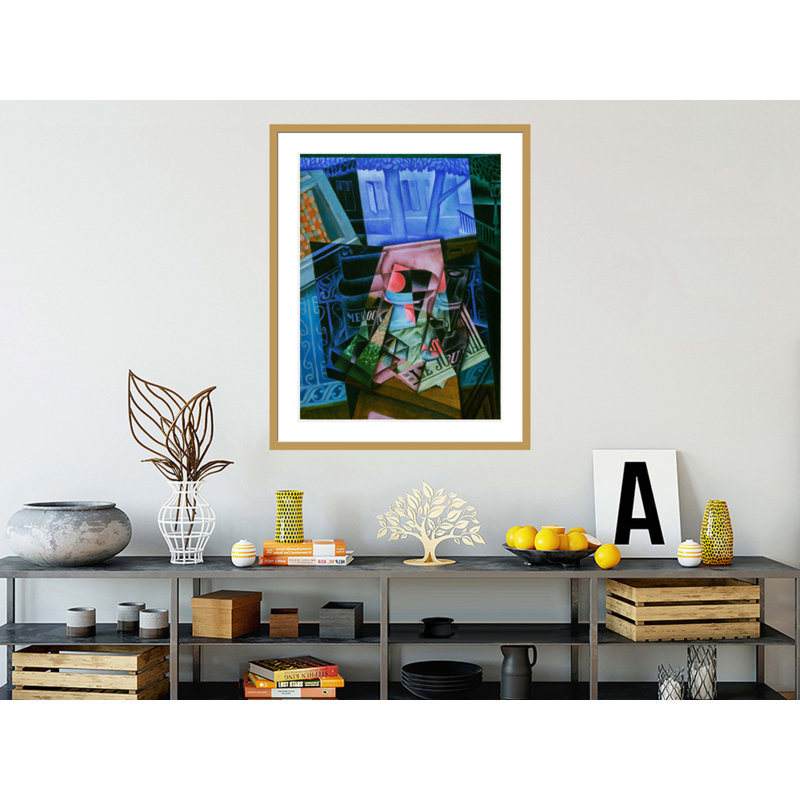 Nature morte devant une fenêtre ouverte «Place Ravignan» par Juan Gris, impression giclée sur cadre, H 41,5 po x l 33,18 po