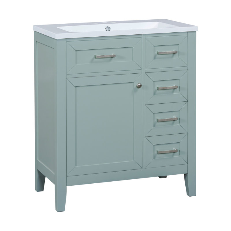 Meuble-lavabo 30 po avec lavabo, Argent, Vert
