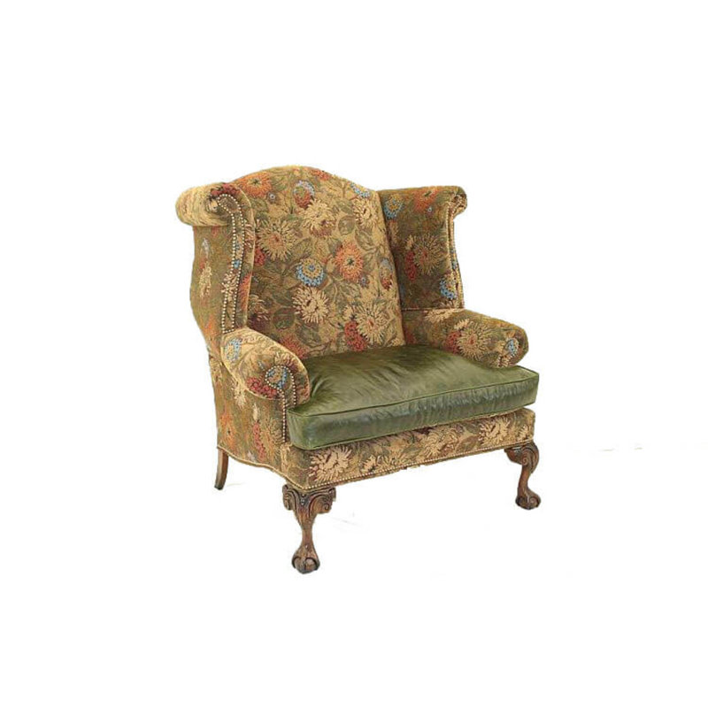 Leather Wingback Chair, Old Gold E, Brushy Bayou, Africa Antique Red