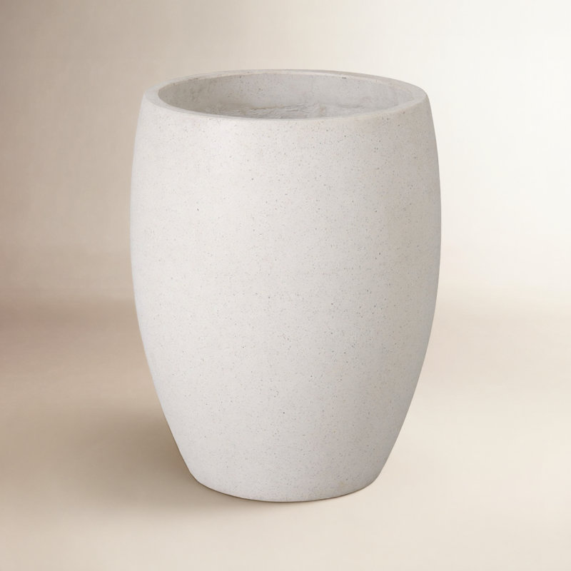 Pot à fleurs en ciment Efkea, H 21 po x l 17 po x P 17 po, Blanc