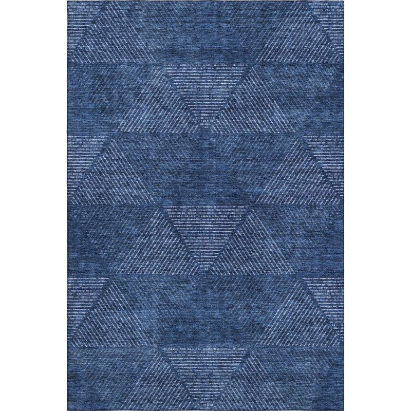 Premium Machine Washable Prisco Navy Rug, Rectangle 3' x 5'