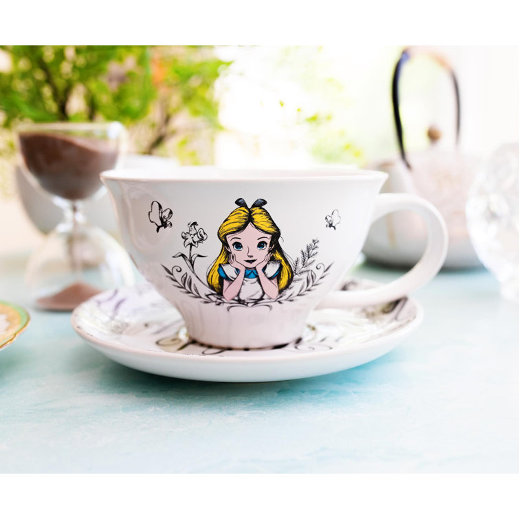 Silver Buffalo Disney Alice in Wonderland Monochrome Stacked Teacups  Sculpted Ceramic Mug