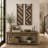 Wood Linear Carved Geometric Brown Wall Decor with Suspended Frame Set
