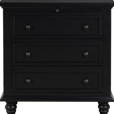 Ustyle Black 3 Table - Versatile For Different Rooms, Spacious Storage Tray Solid Wood Ample With Pull Out