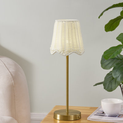 18" Metal Table Lamp With White Shade