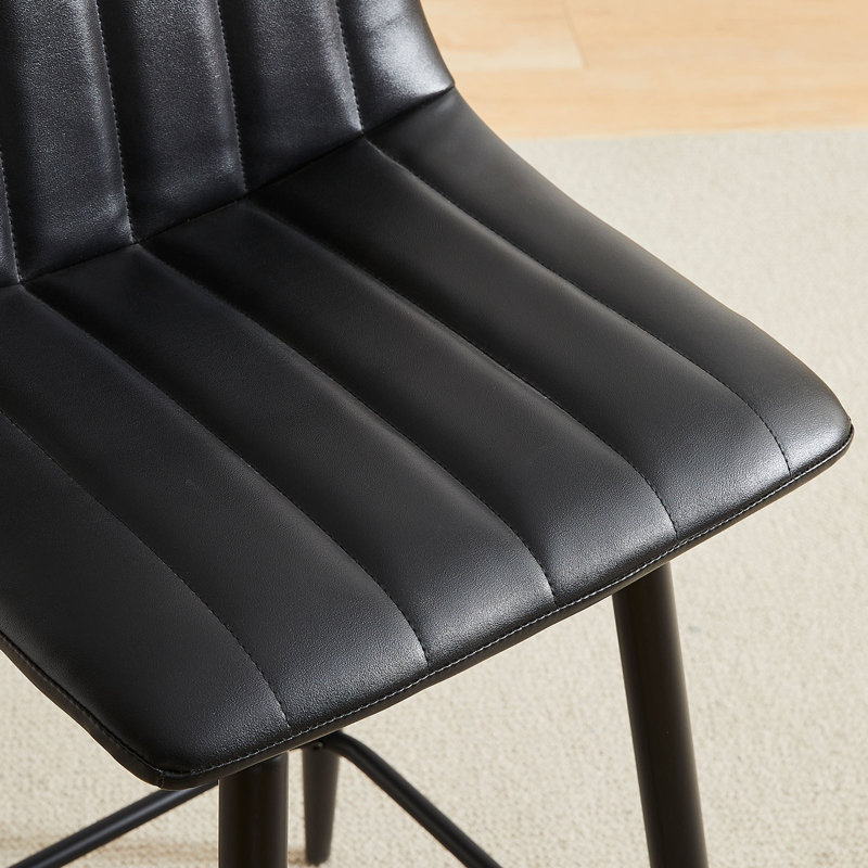 Upholstered Counter Stool with Metal Frame, Black