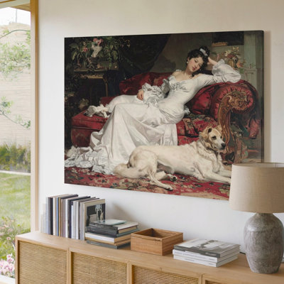 A Richly Detailed Classical Scene Featuring A Canvas Reclining Woman In A Long Flowing White Wall Art Premium Quality Ready To Hang