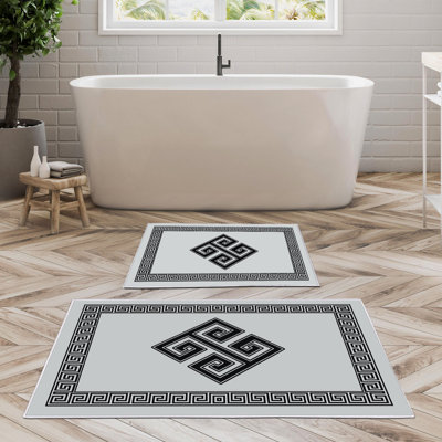 Ensemble de luxueux tapis de bain (2 pièces), 100% polyester, antidérapant, antibactérien | Dimensions: 19,7 po x 23,6 po et 23,6 po x 39,4 po | Tissu ultra-absorbant et facile à nettoyer, lavable à la machine à 86 ° F | Parfait pour la salle de bain ou le spa
