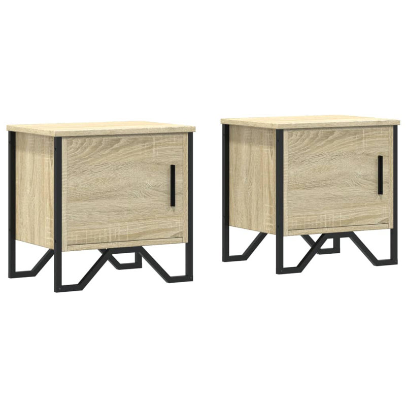 Alurd 40cm W Metal Bedside Table, Sonoma Oak 