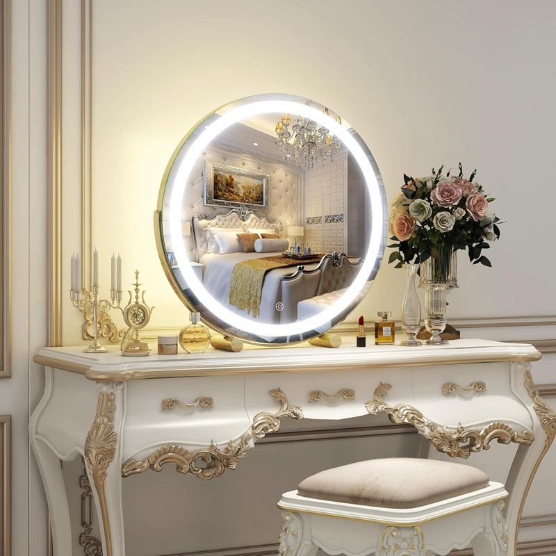Vanity Mirror, 18 Inch Makeup Mirror with Lights, Large Lighted Vanity Mirror, Gold