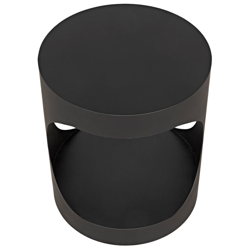 Eclipse 22" Round Metal Pedestal Side Table with Open Shelf