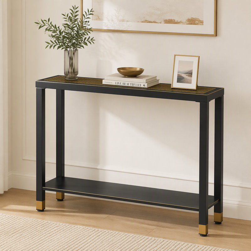 Console à 2 niveaux, table basse, Black+Gold / Black, Black+Gold, Black
