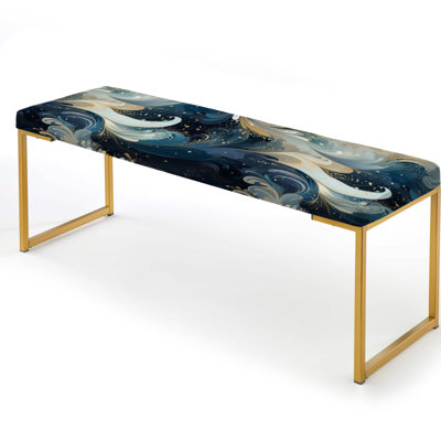 Abstract Upholstered Gold Bench