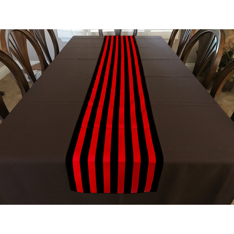 Chemin de table à rayures, Rouge et noir, Tapis 144 po