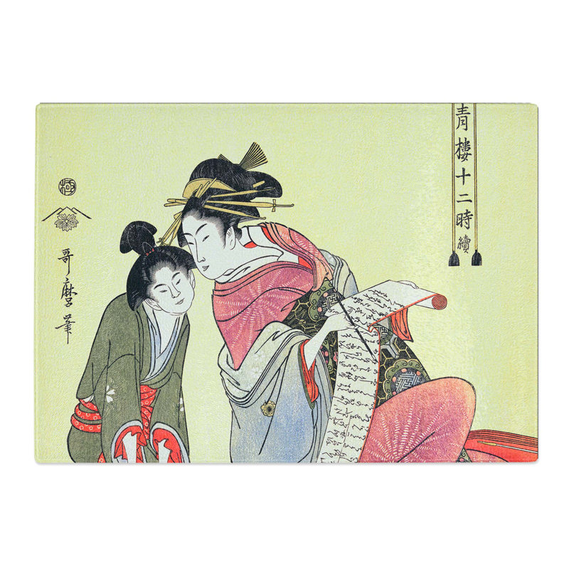 Tempered Glass Inu No Koku by Kitagawa Utamaro Chopping Board, 39 cm x 28.5 cm