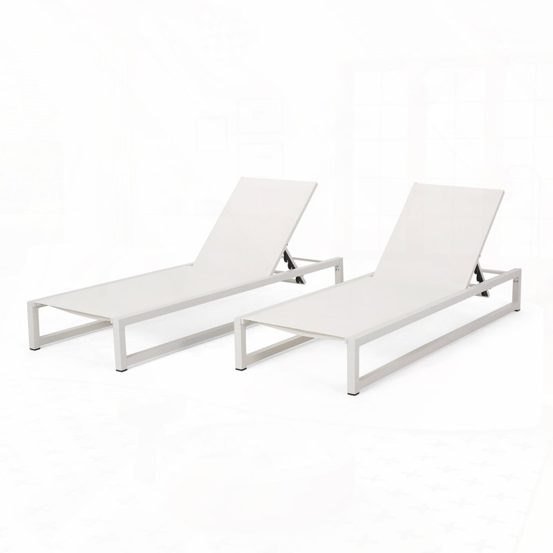 Outdoor Chaise Lounge Chair, White