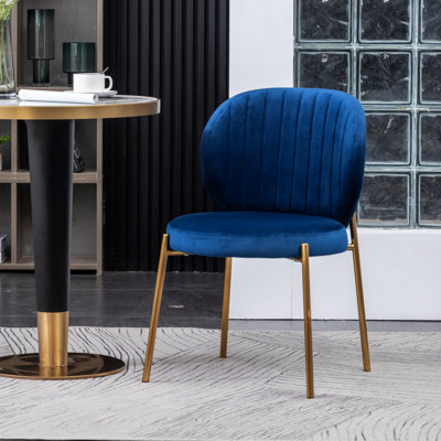 2 chaises de salle à manger en velours bleu, structure stable et 2 chaises, 2 chaises luxueuses en velours Sensation